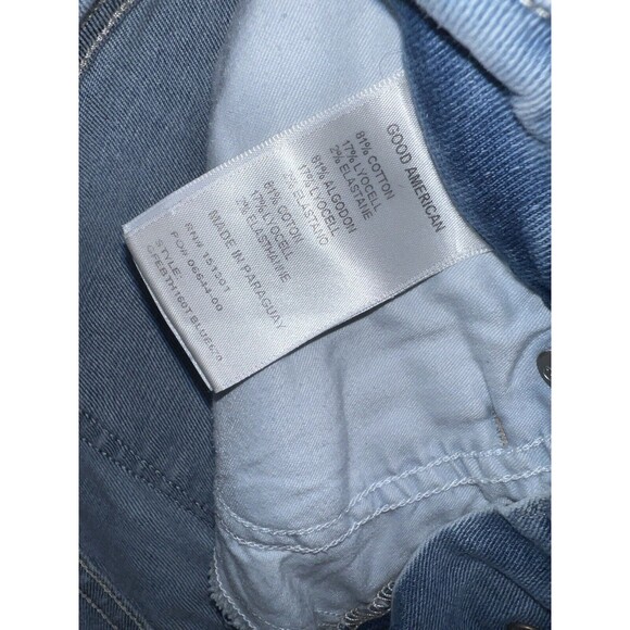 Good American GOOD FLARE Jeans Womens Sz 0/25 Raw Exposed Button Front Lightwash - Picture 6 of 9